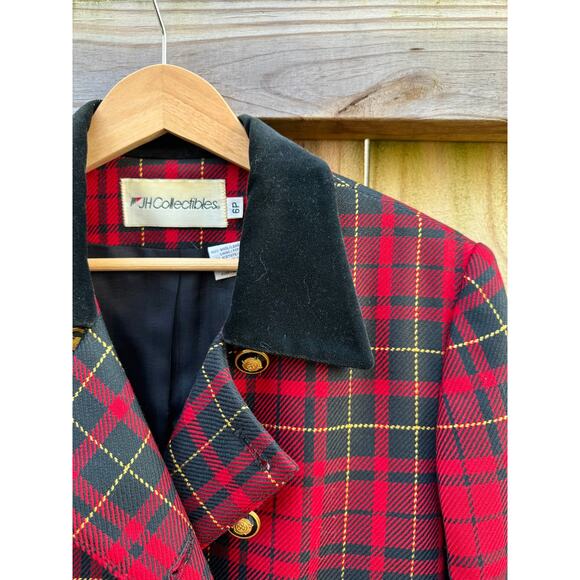 Vintage Red Tartan Wool Blazer (Made in USA) J H Collectibles - Picture 10 of 11